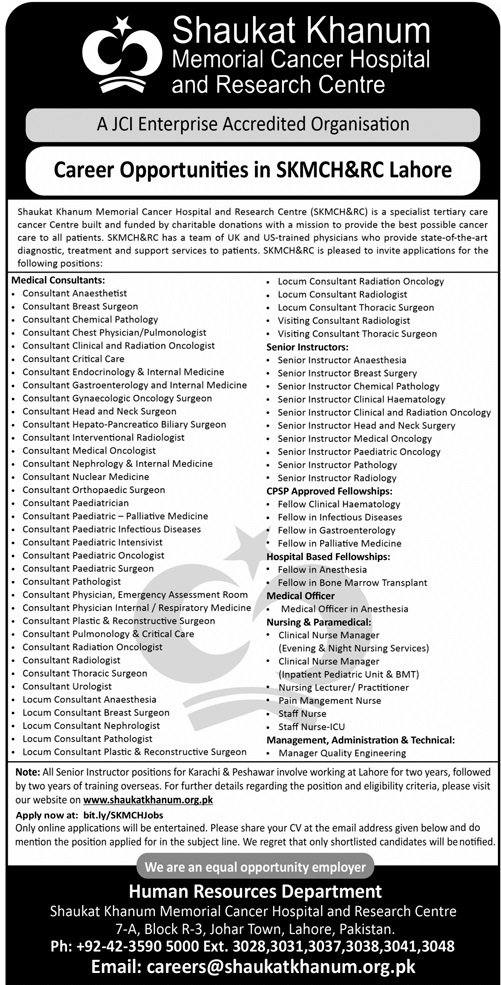 Shaukat Khanum Hospital Lahore Jobs 2024 – Shaukat Khanum Memorial Cancer Hospital and Research Centre Jobs 2024 — original advertisement