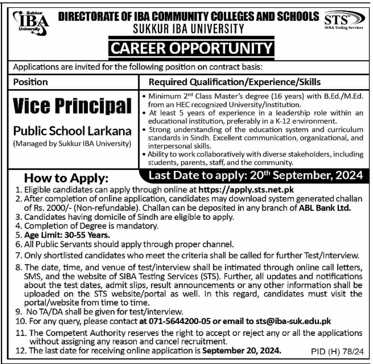Sukkur IBA University Larkana Sindh Jobs 2024 Jobs 2024 — original advertisement
