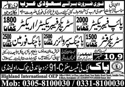 Structure Fitter & Pipe Fabricator Jobs 2024 In Saudi Arabia – Pak Techni Test Center Jobs 2024 — original advertisement