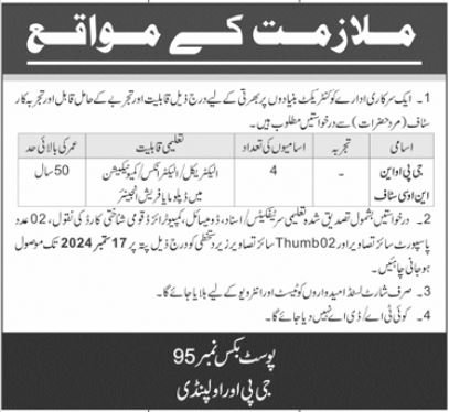 Government Organization Rawalpindi Jobs 2024 – Public Sector Organization Jobs 2024 — original advertisement