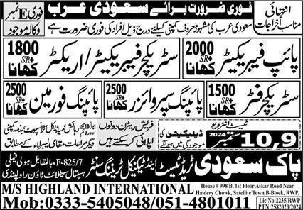 Structure Fabricator & Piping Supervisor Jobs 2024 – Pak Saudi Trade Test & Technical Training Center Jobs 2024 — original advertisement