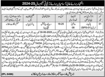 Forest Division Okara Punjab Jobs 2024 – Forest Wildlife & Fishries Department Punjab Jobs 2024 — original advertisement