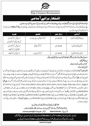 The Citizen Foundation Lahore Jobs 2024 – Pakistani Citizens Jobs 2024 — original advertisement