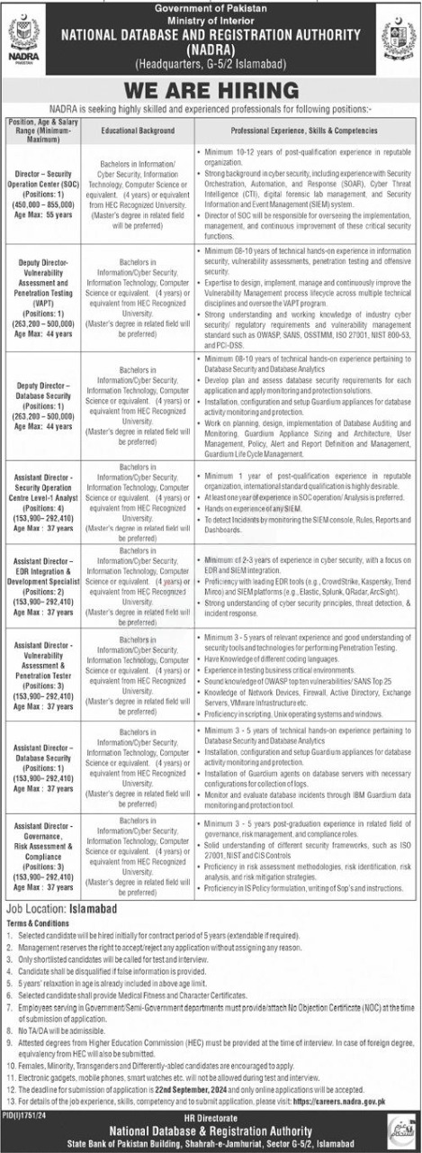 National Database And Registration Authority NADRA Jobs 2024 Jobs 2024 — original advertisement