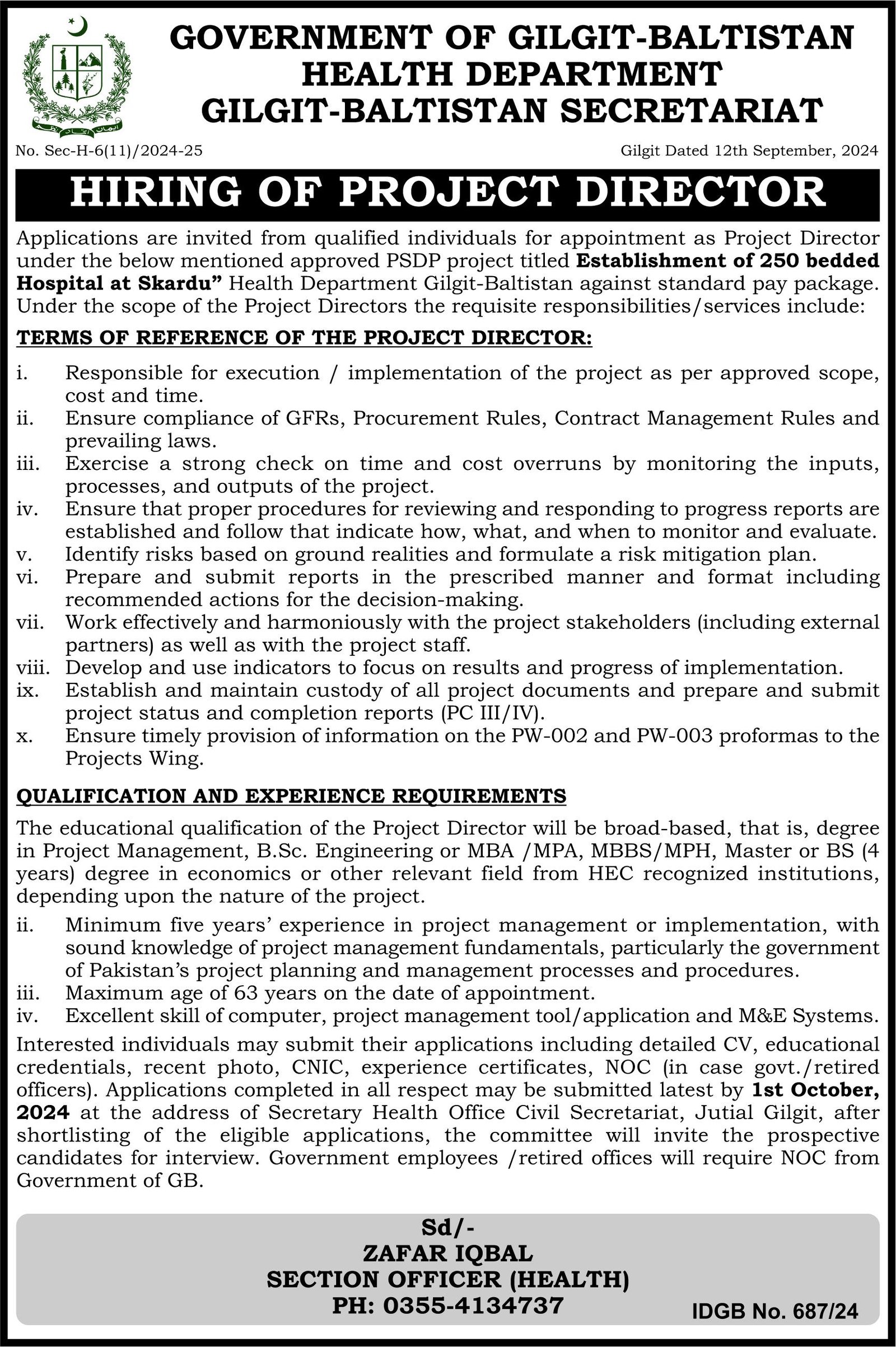 Health Department Gilgit Baltistan Jobs 2024 – Health Department Gilgitbaltistan Jobs 2024 — original advertisement