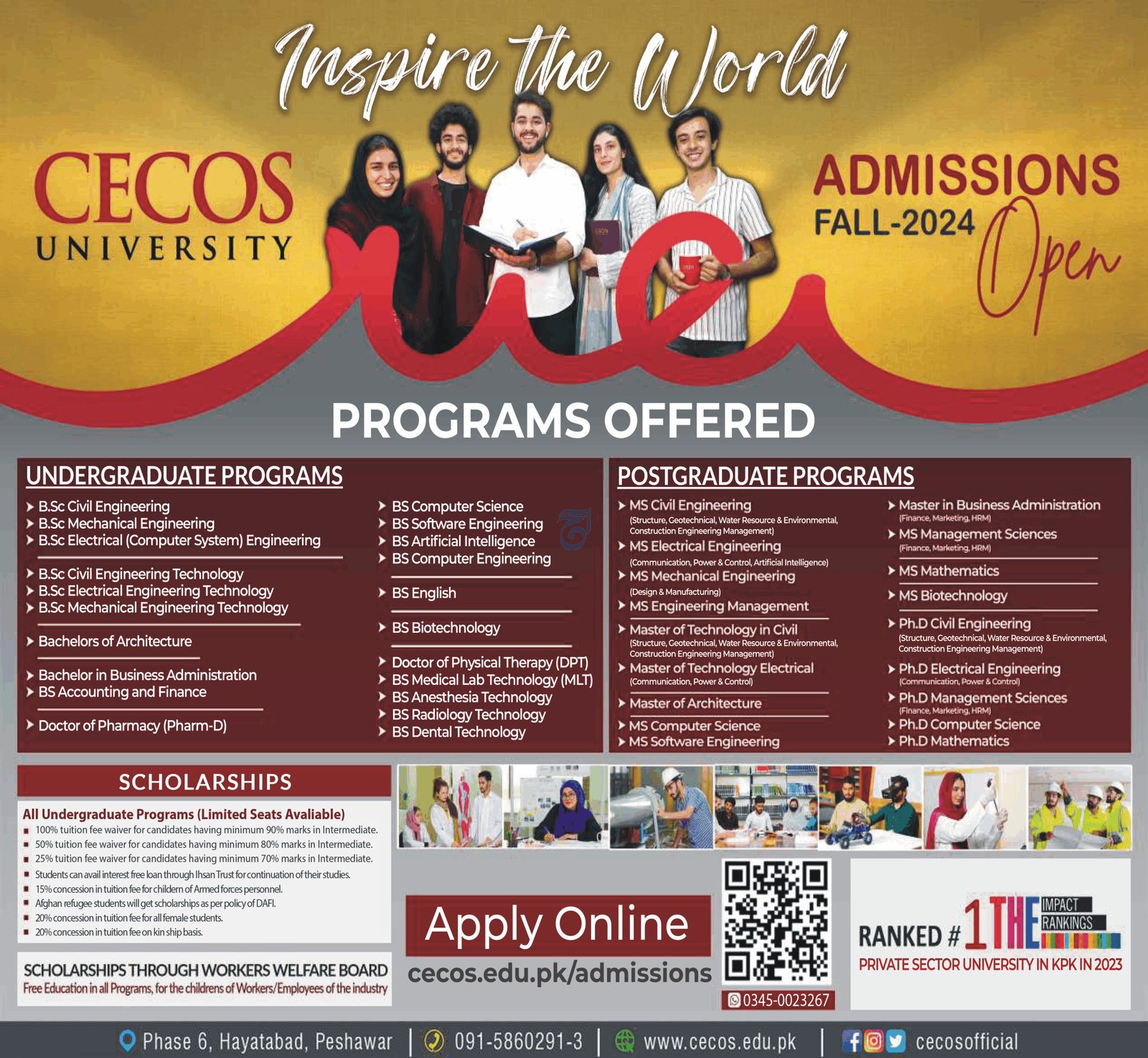 Admission Open in Cecos University Peshawar 2024 Admissions 2024 — original advertisement