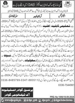 Admission Open in Institute of Technology Gwadar 2024 – Balochistan Institute of Technical Education Admissions 2024 — original advertisement