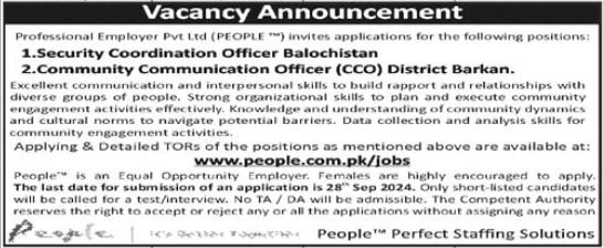 Professional Employers Private Limited Barkhan Jobs 2024 – Private Company Jobs 2024 — original advertisement
