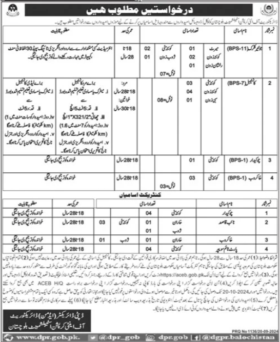 Directorate Of Anti Corruption Establishment Quetta Jobs – Directorate of Archives Balochistan Jobs 2024 — original advertisement