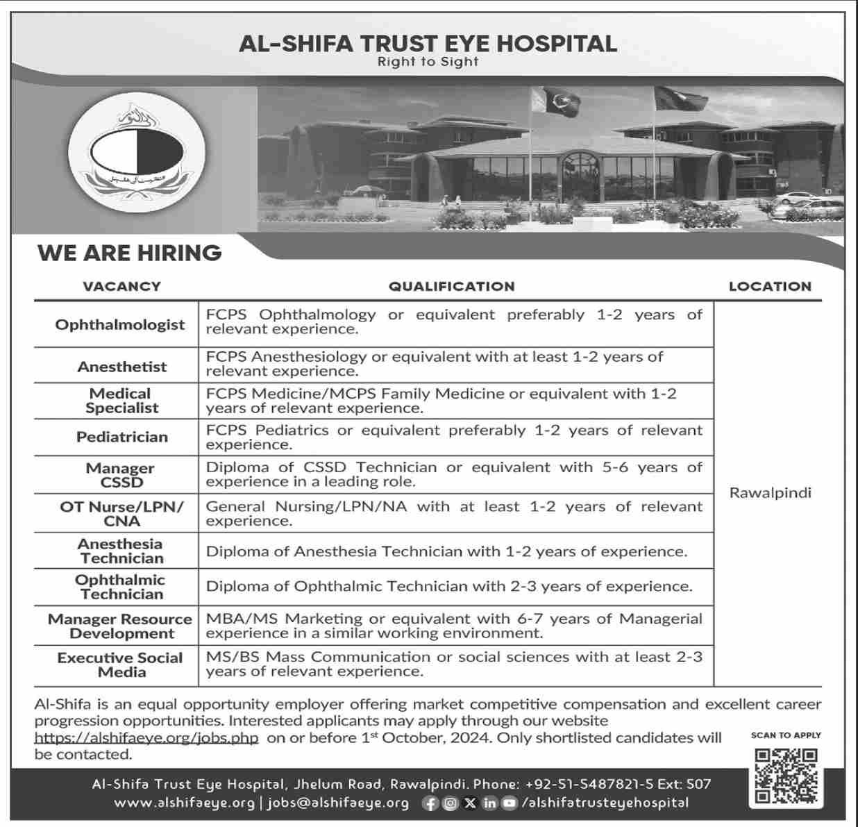 Al Shifa Trust Eye Hospital Rawalpindi Jobs 2024 – Al-Shifa Trust Eye Hospital Rawalpindi Pakistan Jobs 2024 — original advertisement