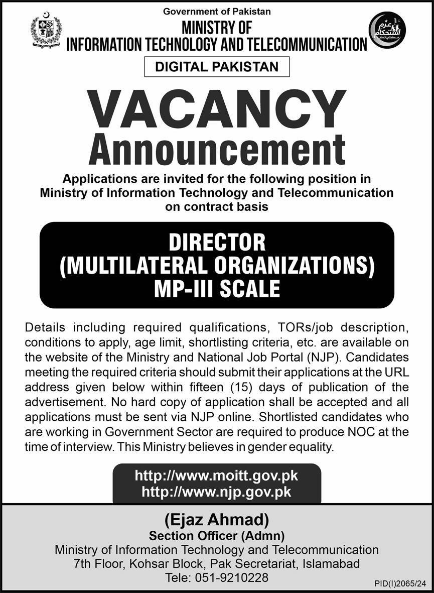 Ministry Of Information Technology & Telecommunication Jobs – Ministry of Information Technology and Telecommunication Jobs 2024 — original advertisement