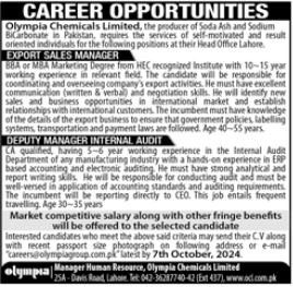 Olympia Chemicals Limited Lahore Jobs 2024 Jobs 2024 — original advertisement