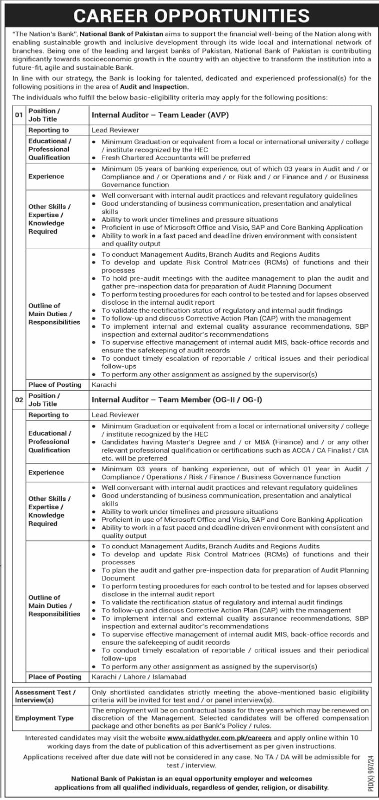 National Bank Of Pakistan NBP Jobs 2024 Jobs 2024 — original advertisement