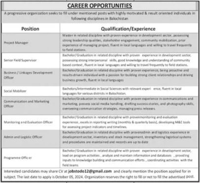 Progressive Public Sector Organization Jobs 2024 Jobs 2024 — original advertisement