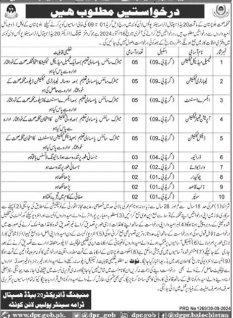 Trauma Center Police Line Quetta Jobs 2024 – Health Department Balochsitan Jobs 2024 — original advertisement
