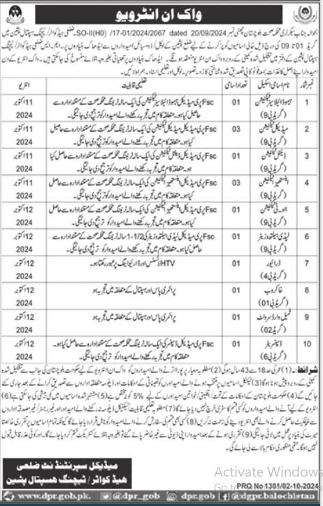 District Teaching Hospital Pishin Jobs 2024 – Health Department Balochsitan Jobs 2024 — original advertisement