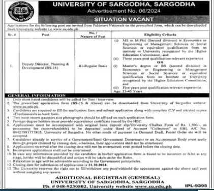 University of Sargodha Punjab Jobs 2024 Jobs 2024 — original advertisement