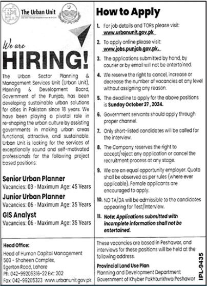 The Urban Unit Lahore Jobs 2024 – The Urban Unit Punjab Jobs 2024 — original advertisement