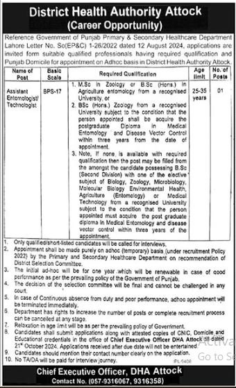 District Health Authority Attock Punjab Jobs 2024 – District Health Authority Gujranwala Jobs 2024 — original advertisement