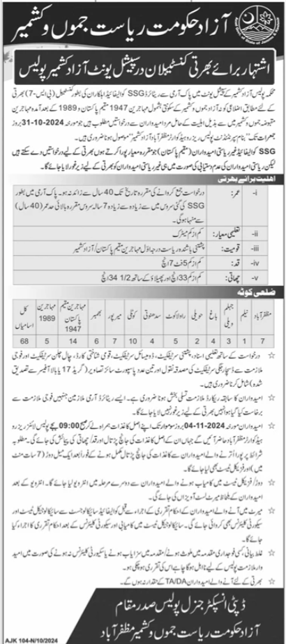 AJk Police Department Constable Jobs 2024 Jobs 2024 — original advertisement
