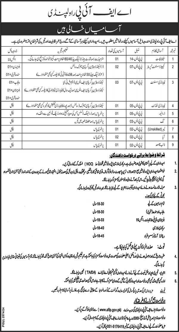 Armed Forces Institute Of Pathology AFIP Jobs 2024 – Armed Force Institute of Pathology Jobs 2024 — original advertisement