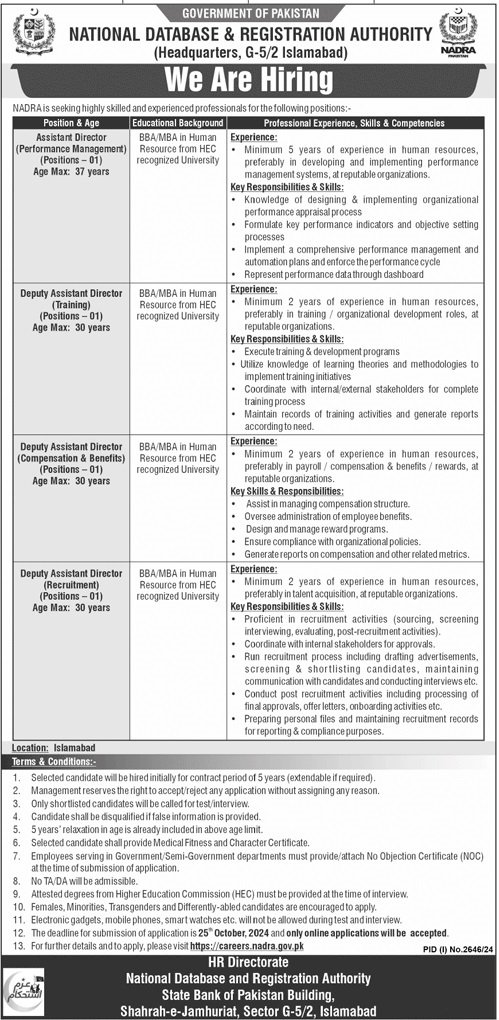 National Database And Registration Authority NADRA Jobs 2024 Jobs 2024 — original advertisement