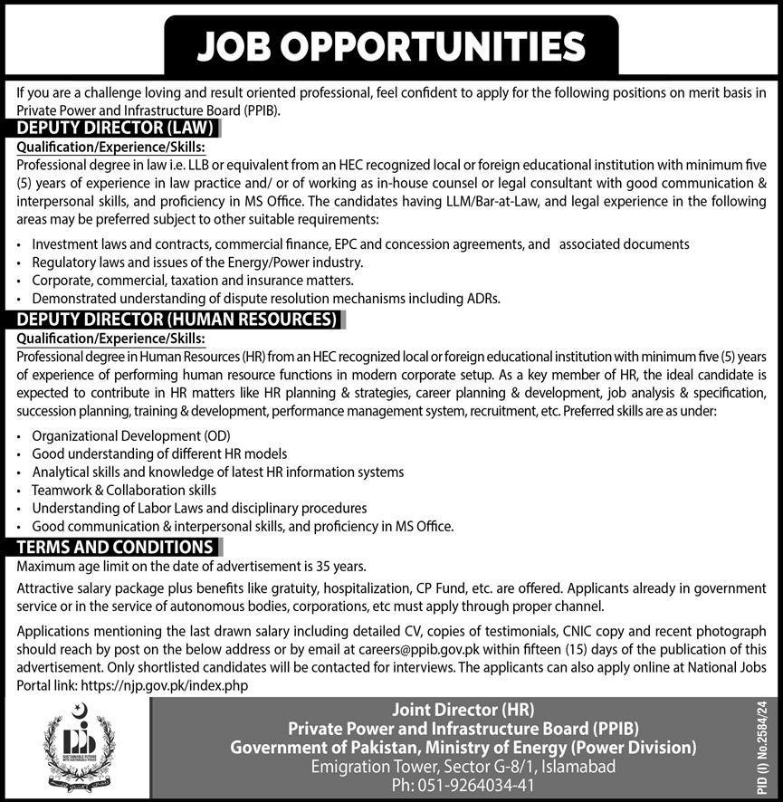 Ministry Of Energy Power Division Jobs 2024 – Ministry of Energy Power division Islamabad Jobs 2024 — original advertisement