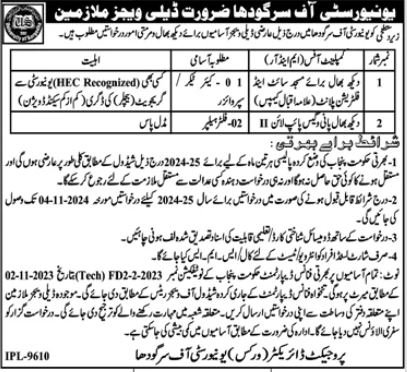 University Of Sargodha UOS Jobs 2024 Jobs 2024 — original advertisement