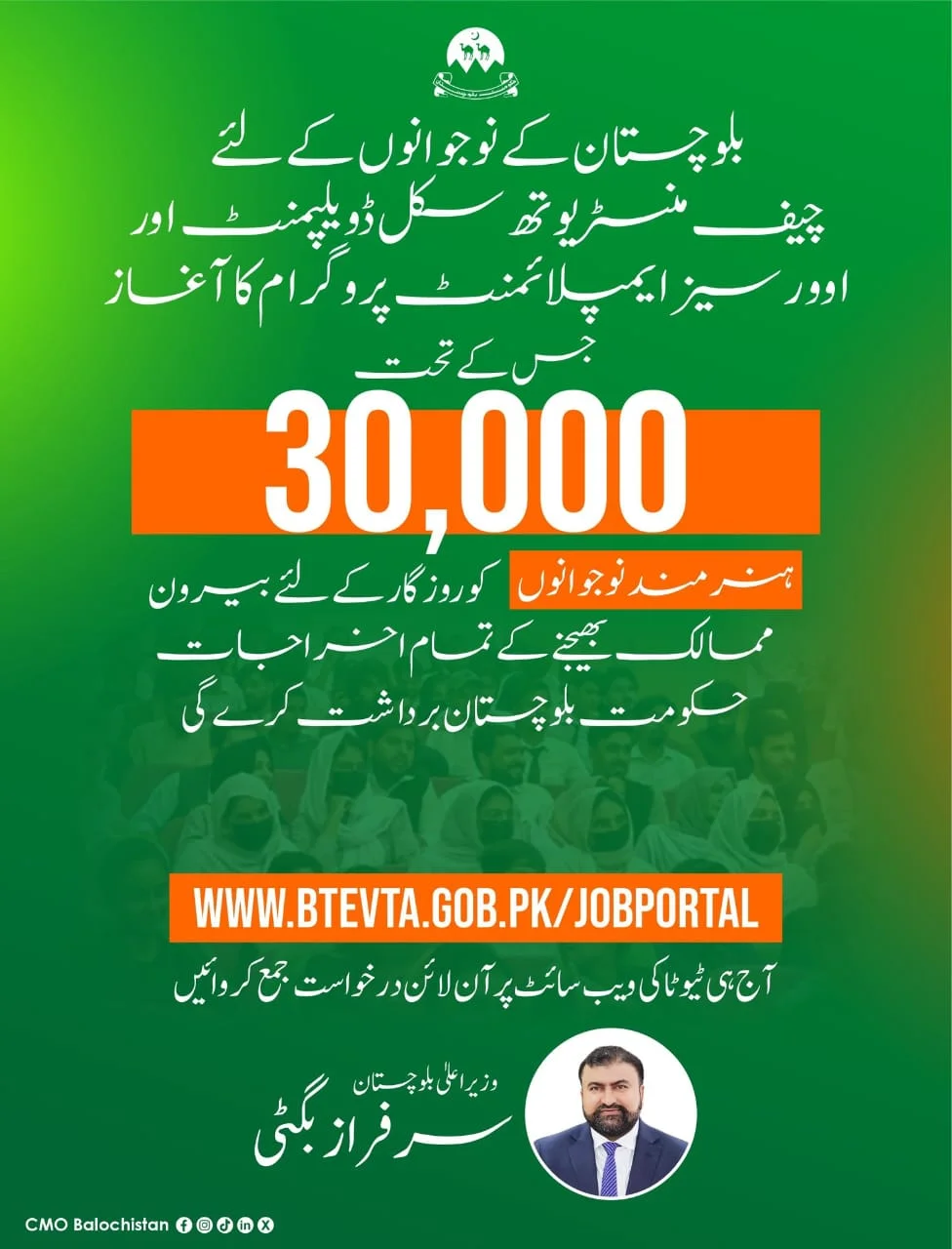CM Balochistan Youth Skills Development Programme 2024 – Chief Minister Balochsitan Projects and Units Jobs 2024 — original advertisement