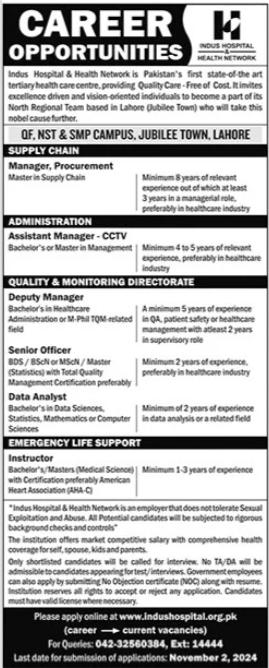 Indus Hospital And Health Network Jobs 2024 Jobs 2024 — original advertisement