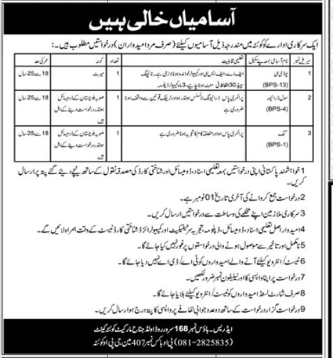 Government Organization Quetta Jobs 2024 – Public Sector Organization Jobs 2024 — original advertisement