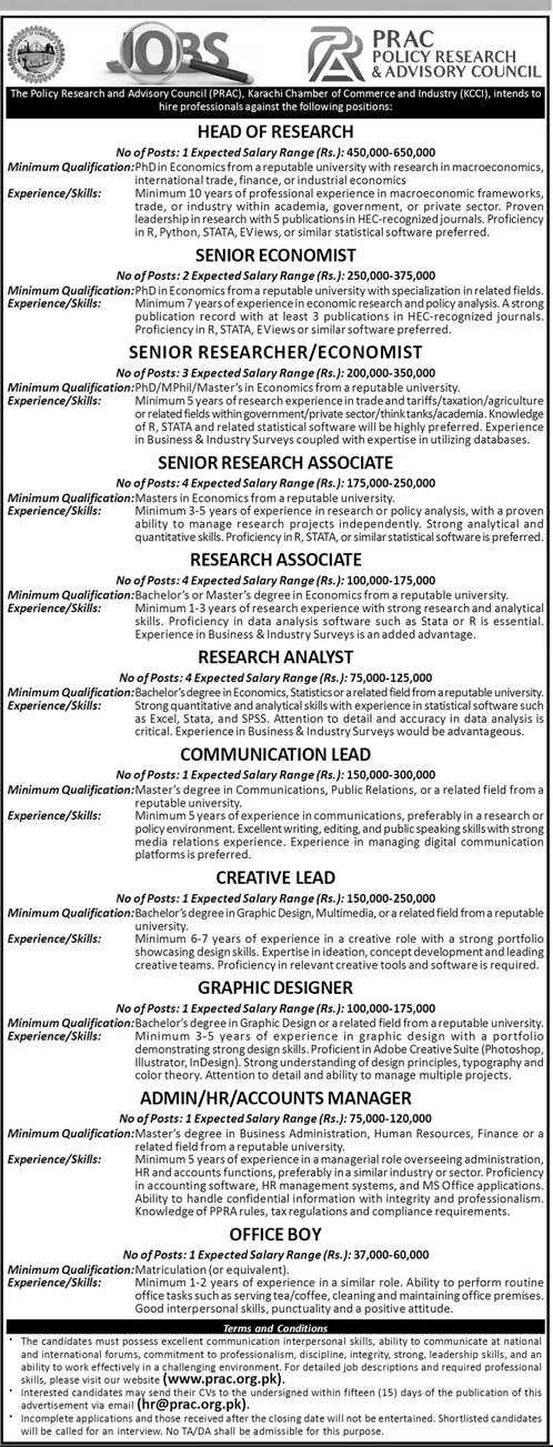 The Policy Research And Advisory Councial Prac Jobs 2024 – Islamabad Chamber of Commerce & Industry Jobs 2024 — original advertisement