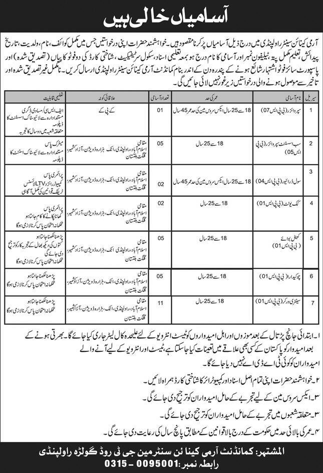 Army Canine Center Rawalpindi Jobs 2024 – Pakistan Army Jobs 2024 — original advertisement