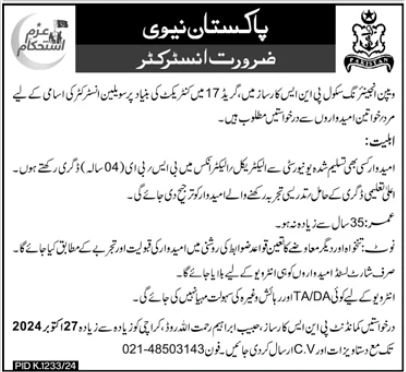Pakistan Navy Karachi Sindh Jobs 2024 Jobs 2024 — original advertisement