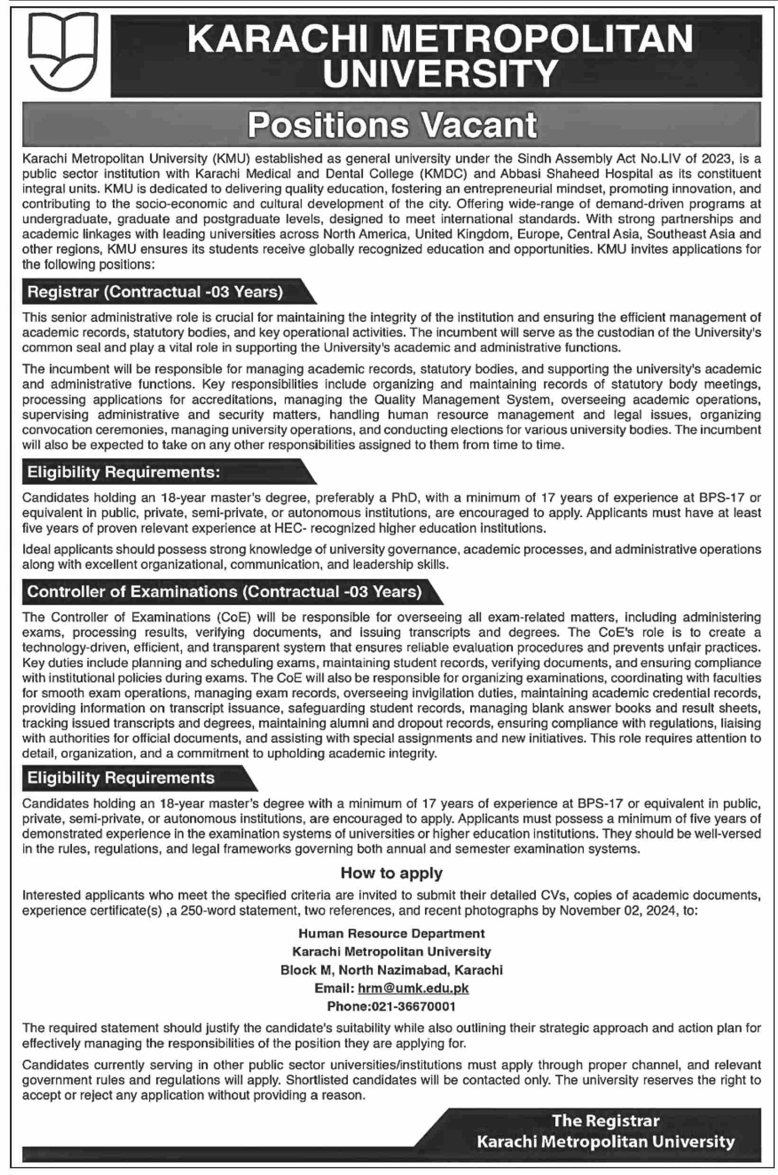 Metropolitan University Karachi  Sindh Jobs 2024 Jobs 2024 — original advertisement