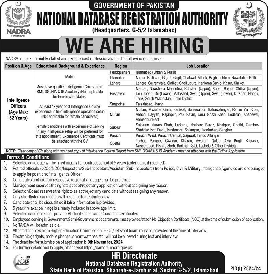 National Database & Registration Authority Islamabad Jobs – National Database and Registration Authority Jobs 2024 — original advertisement