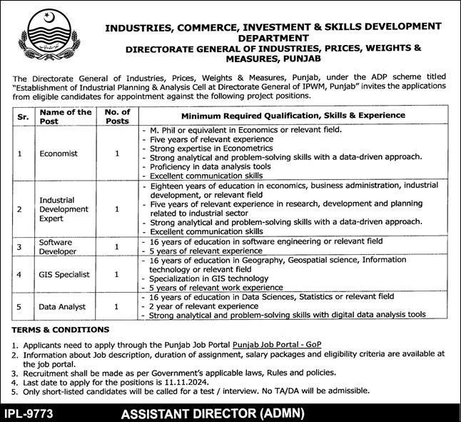 Directorate of Industries Lahore Jobs 2024 – Punjab Industrial Estates Development & Management Company Jobs 2024 — original advertisement
