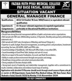 Fazaia Ruth Pfau Medical College Jobs 2024 – Fazaia Schools & Colleges Jobs 2024 — original advertisement