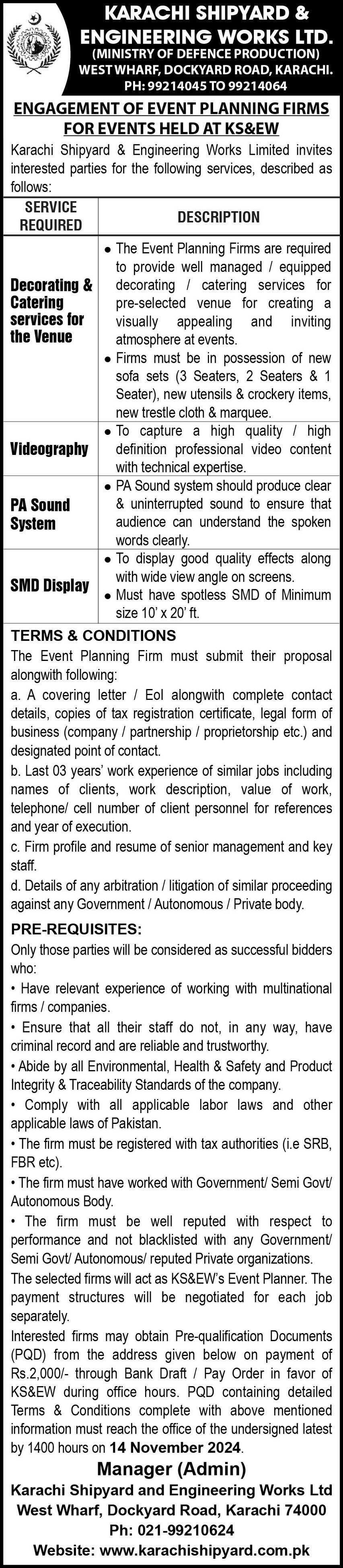Karachi Shipyard And Engineering Works Ltd Jobs 2024 – Karachi Shipyard & Engineering Works Limited Jobs 2024 — original advertisement