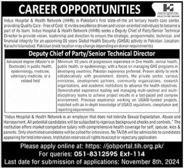 Indus Hospital & Health Network Islamabad Job 2024 Jobs 2024 — original advertisement