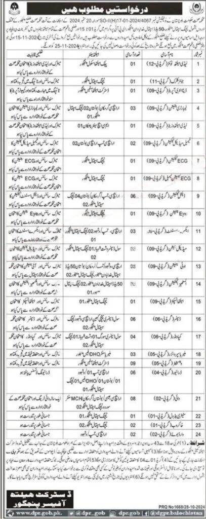 Health Department Panjgur Balochistan Jobs 2024 – Health Department Balochsitan Jobs 2024 — original advertisement