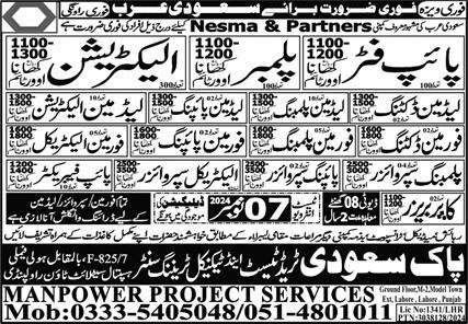 Pipe Fitter & Electrical Supervisor Jobs In Saudi Arabia – Pak Saudi Trade Test & Technical Training Center Jobs 2024 — original advertisement