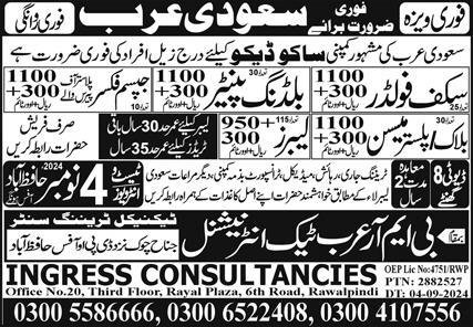 Scaffolder & Gypsum Fixer Jobs In Saudi Arabia – Ingress Consulting Jobs 2024 — original advertisement