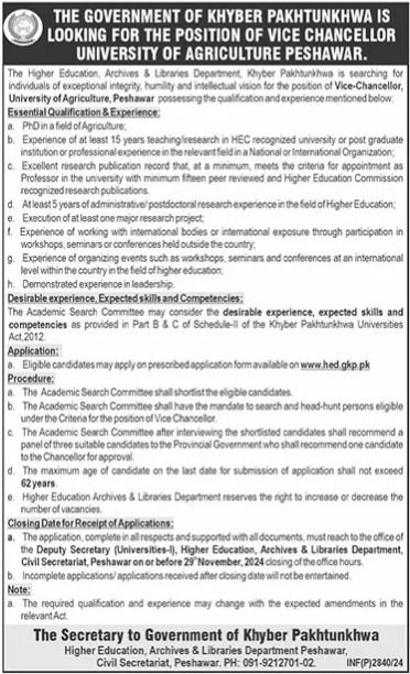 University Of Agriculture UAF Peshawar Job 2024 – University of Agriculture Faisalabad Jobs 2024 — original advertisement