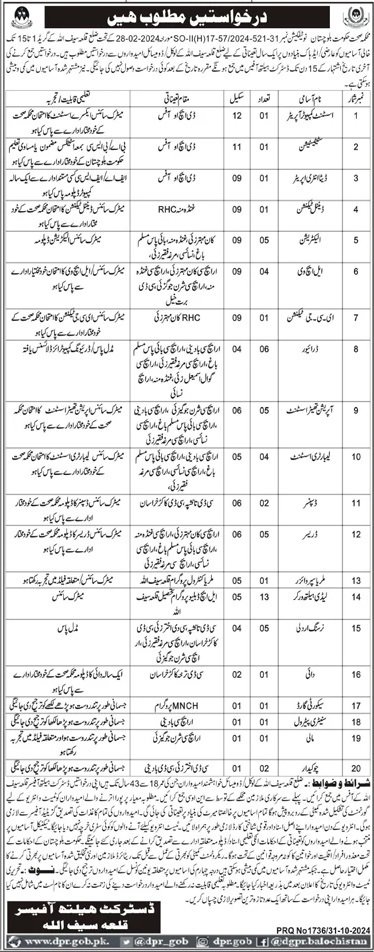 Health Department Qilla Saifullah Jobs 2024 – Health Department Balochsitan Jobs 2024 — original advertisement