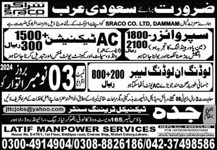 Supervisor & Loading Unloading Labor Jobs 2024 – Jeddah Technical Training Center Jobs 2024 — original advertisement