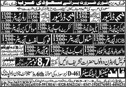Htv Driver And Jcb Operator Jobs in Saudia Arabia 2024 – Sound Lines Recruiting Promotion Jobs 2024 — original advertisement