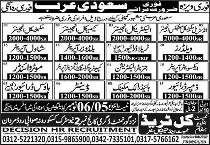 Welders and Dumper Drivers Jobs in Saudia Arabia 2024 – Gul Trade Test & Technical Center Jobs 2024 — original advertisement
