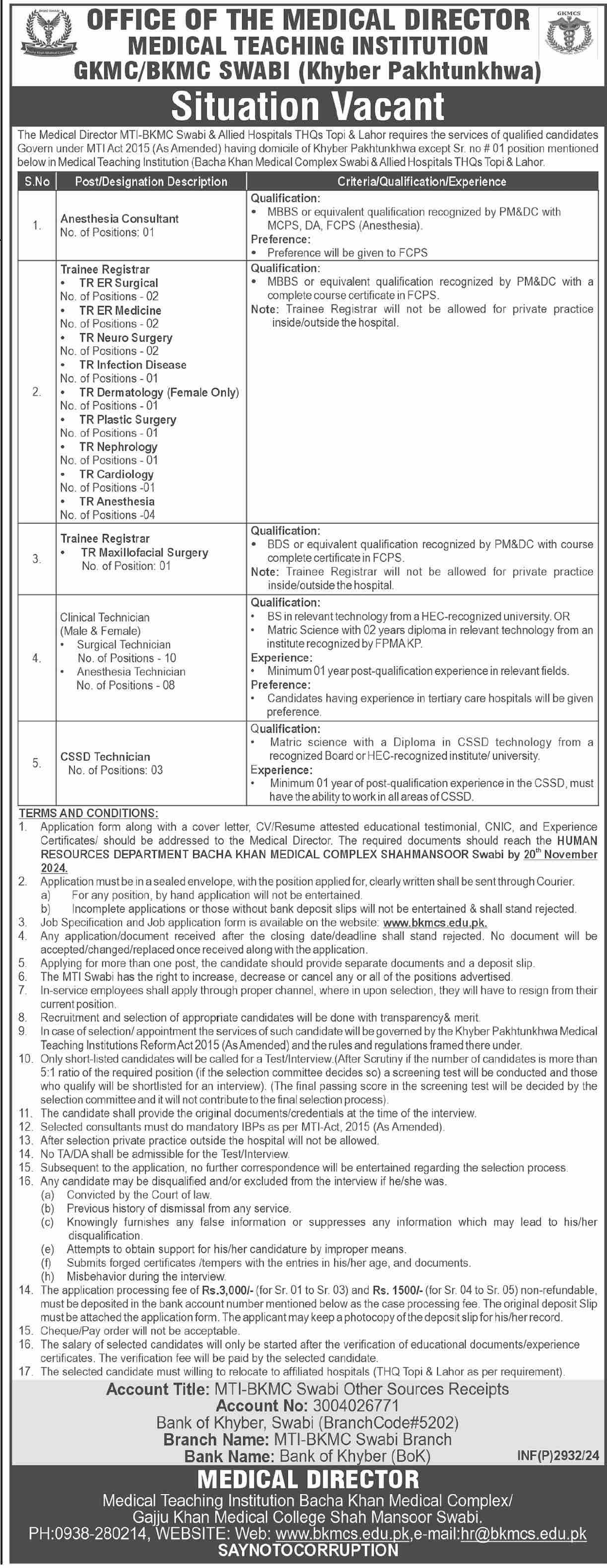 Medical Teaching Institution MTI Swabi Jobs 2024 – Medical Teaching Institute MTI Khyber Teaching Hospital Peshawar Kpk Jobs 2024 — original advertisement