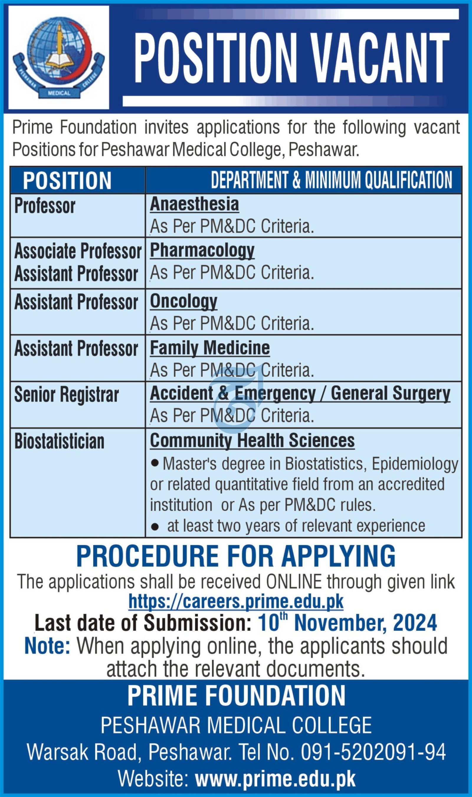 Prime Foundation  Peshawar Jobs 2024 Jobs 2024 — original advertisement